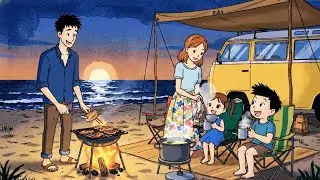 Family road trip overnight in the car during rainy season 🌧️ Relaxing Ghibli Vibes 雨の日の車中泊