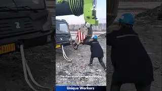 Mastering crane operations- The workers do their job perfectly || #machine #shorts
