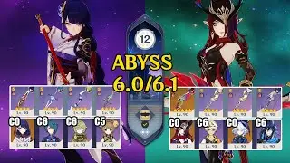【Genshin Impact Бездна 6.0/6.1】C0 Райдэн Гиперцветение & C0 Часка Овервейп｜原神 Spiral Abyss
