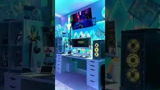 desk setup rocks blue rgb theme