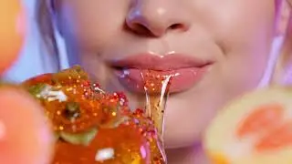 Crystal Fruit ASMR | (Peach, Guava & Persimmon Crunch Sounds| ASMR Sensations