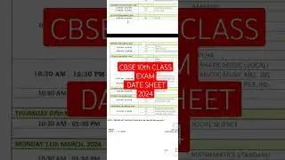 CBSE 10th class exam date sheet 2024 #cbse #2024 #10thclass #datesheet