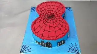 How to make a number 8 cake with spiderman Web with fresh cream