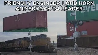 K5LA HORN SHOW! UP 3052 SD70AH-T4 Leads Intermodal WB, Massingale Rd Crossing, Marana, AZ