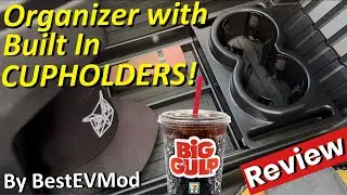 Lower Center Console Organizer with Cupholder by BestEvMod - [Cybertruck Accessory Review]