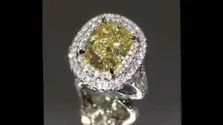 4 carat Yellow Cushion Diamond Engagement Ring In Double Halo