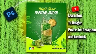 Lemon juice poster design tutorial | perfect summer drink poster in Photoshop || 2024 #video #viral
