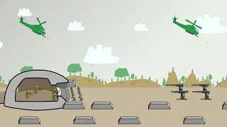 machine-gun soldiers and helicopters defended bunkers against ordinary German anti-aircraft