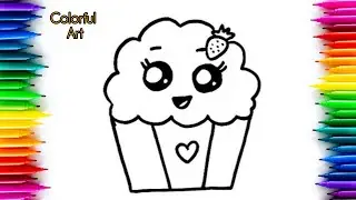 Cute Cupcake Drawing | Easy Cupcake Coloring Page | Colorful Art