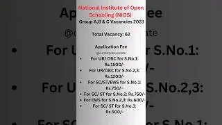 National Institute of Open Schooling #nios #jobs #shorts