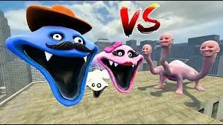 HUGGY WORM FAMILY VS HYDRA MONSTER FROM WE SWAM TOO FAR ! 3D GAME