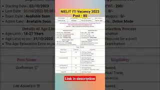 NIELIT ITI Vacancy 2023 || NIELIT ITI Tradesmen recruitment 2023 #shorts #shortvideo