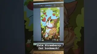 Cute Strawberry Cat Bookmark #artshorts #bookmarks