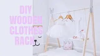 DIY CUTE BABY GIRL WOODEN CLOTHING RACK WITH SWING SHELVES | BABY GIRL NURSERY DECOR