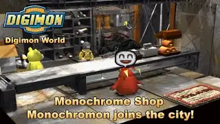 Digimon World HD Remaster Gameplay Part 13 - Monochrome Shop ~ Monochromon joins the city!