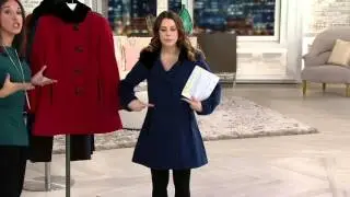 Susan Graver Faux Wool Coat with Velvet Pillow Collar Hood on QVC