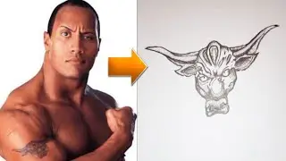 Dwayne Johnson Tattoo Drawing Time Lapse Art Totural #pinkramen #dwaynejohnson #tattooillustration