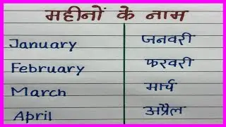 Months Name  | महीनों के नाम | Mahino ke Naam | Months Name in English and Hindi | January February