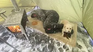 Trapped at -60F / -51&deg;C ❄️ Solo Hot Tent in a Blizzard | Extreme Winter Camping ASMR