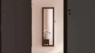 SONGMICS 6 LEDs Mirror Jewelry Cabinet Lockable 47 2 H WallDoor Mounted Jewelry Armoire Organizer, 2