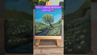 Mini painting of a willow tree #art #landscapepainting #arrtxmarkers #acrylicpainting #relaxingart