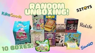 Random Mysterybox Unboxing! 10 blindboxes! KIKAGOODS, 52TOYS, ROLIFE, SANRIO! @kikagoods