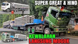 Habis Susah Payah Nanjak Langsung Mogok!! Duet Trailer Fuso Super Great & Hino Kewalahan Ditanjakan