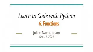 Learn to Code with Python   Class 06 held on 11  December 2021