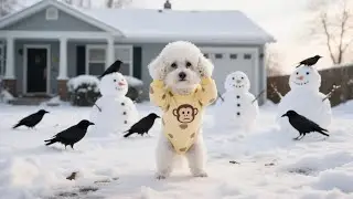 The Snowman Disappeared?! Chon Chon and Mom Found the Culprit! 😱🐦