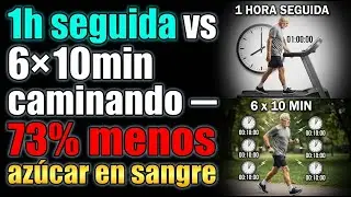 1h seguida vs 6&times;10min caminando &mdash; 73% menos azucar en sangre