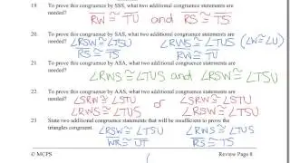 Honors Geometry A Exam Review - Unit 1 Topic 3