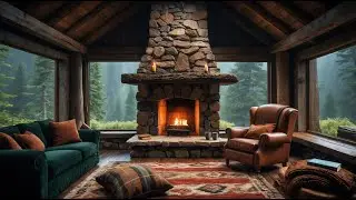 Quiet Fireplace Ambience with Rain | Emberstead | Your Sheltered Retreat