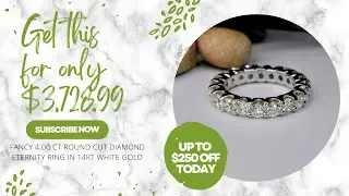FANCY 4.00 CT ROUND CUT DIAMOND ETERNITY RING IN 14KT WHITE GOLD | PSRI1132