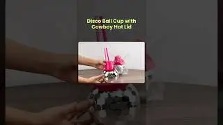 Disco ball cup with cowboy hat lid for themed parties! #custommerch #giveaways