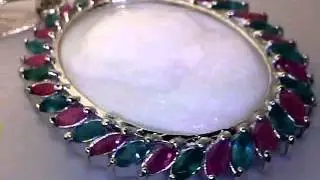 STARGEM PENDENTE ARGENTO 925 SMERALDI RUBINI NATURALI CAMMEO MADREPERLA 2
