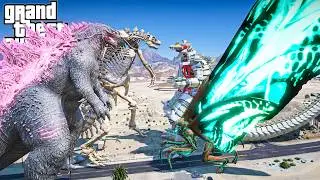 Godzilla, Skeleton Godzilla vs Mothra, Singular Mechagodzilla - The Legacy of Monster ( GTA V Mods )