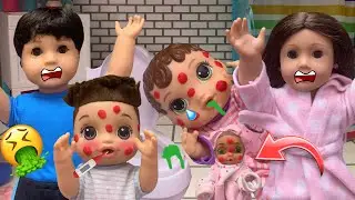 Doll Family Sick Routine 🤮