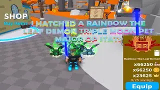 Saber Simulator * I HATCHED A RAINBOW THE LEAF DEMON TRIPLE MOON PET OP STATS *