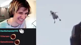 xQc reacts to CLASSIC chick jumping off cliff video