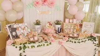 Mesa Dulce o Candy Bar Bautizo. Temática Bambi.