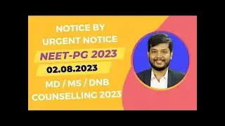 URGENT NOTICE I MD MS DNB I NEET-PG  2023 I COUNSELLING All India By Dr  Niraj Singh