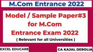 Model Paper#3 for M.Com Entrance Exam 2022 | Sample Paper#3 for M.com Entrance Exam 2022 |