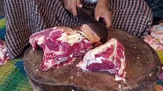 Amazing meat cutting skills, Fastest beef cutting by skilled butcher, How to cutting large meat cow 