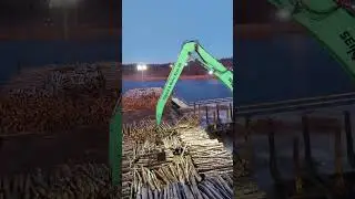 Sennebogen 835 Material Handler Machine - Unloading of Timber Saw#viral