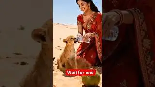 Lion Cub in Danger! lady soldier Rescue 🚨🦁🪖#ai #aivideo #save #water