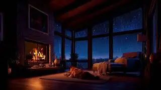 Cozy Fireplace with Gentle Night Rain 🌙🔥 | Warm Cabin Ambience for Deep Sleep & Relaxation