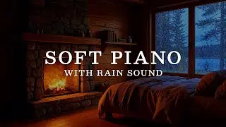 Soft Piano and Fireplace Ambience for Focus & Rest 🌧️ Rainy Day to Fall Asleep Faster, Stress Relief