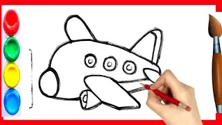 Aroplane Drawing For beginners । Kids painting video । जहाज का चित्र । Jahaj ka chitra 