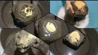ASMR|| pure charcoal with pur golden sand dry&water crumbling video#satisfying#