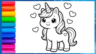 Cute Unicorn, Truck, Drawing Painting Colouring for kids, Toddlers || Easy step by step Drawing...